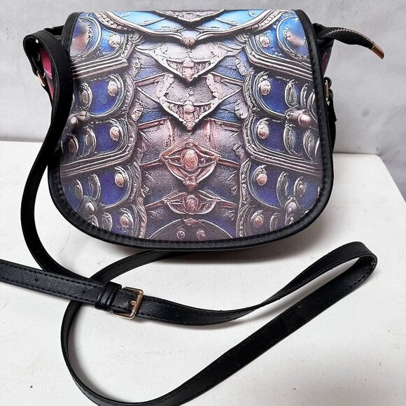 Baroque Saddle Bag Genuine Leather NWT Medieval Handmade Rococo Gladiator Blue - Picture 7 of 10